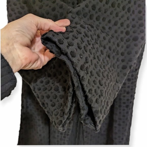 Vtg Blue Fish Black Cotton Chenille Dot Lagenlook Duster Art Patch Longline Coat - Picture 8 of 16